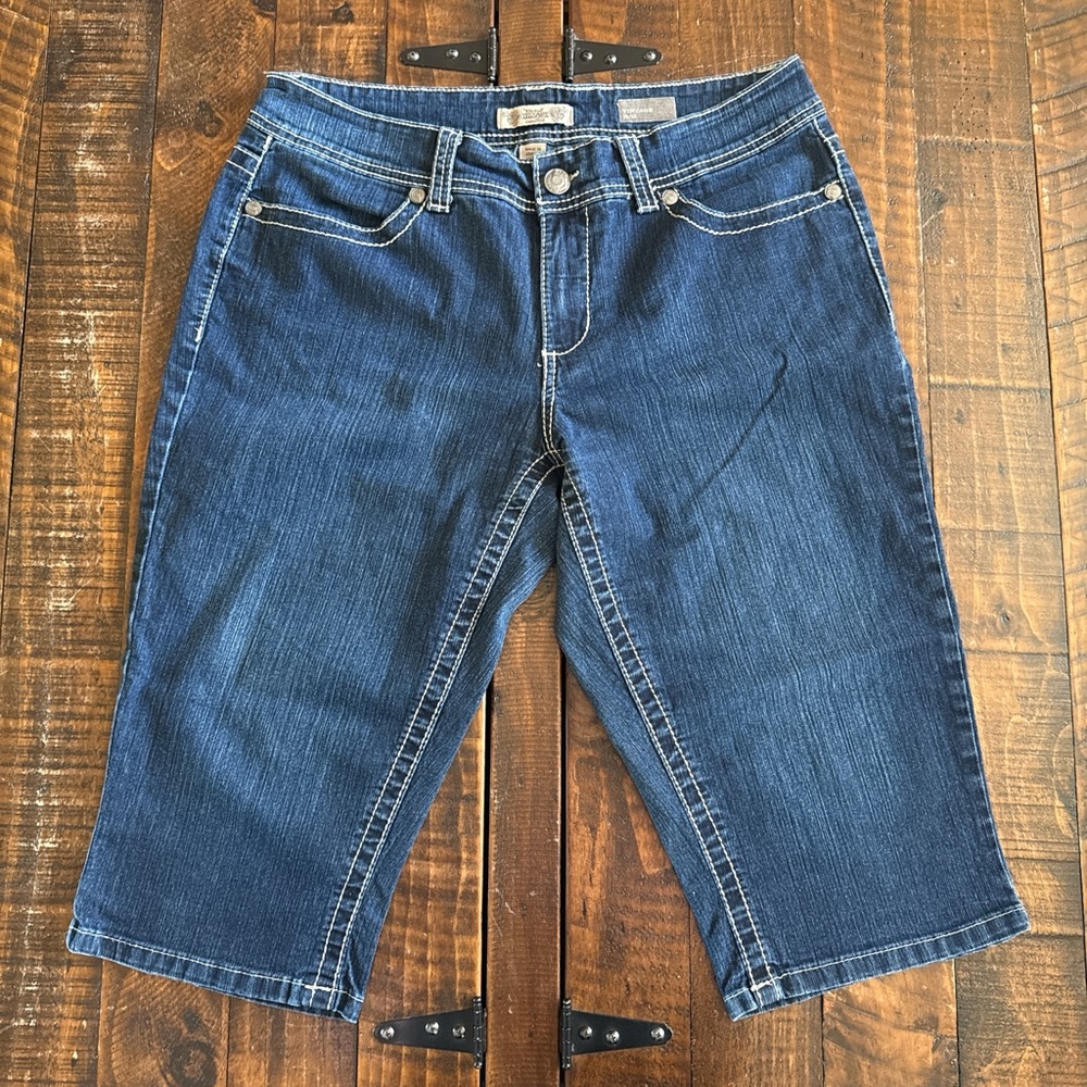Nine West Vintage America Collection Denim Capri Jeans Size 12 Blue Stretch